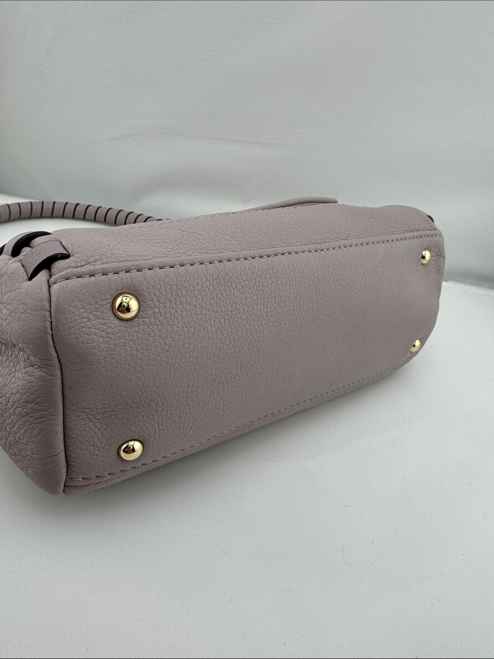Aimee Kestenberg Mauve Taupe Leather Shoulder Bag with Wrapped Handle - Picture 6 of 9